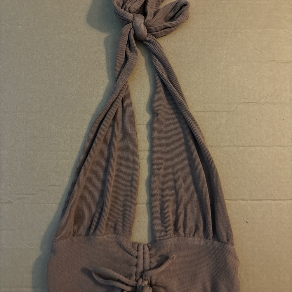 Brown halter tank top crop top
